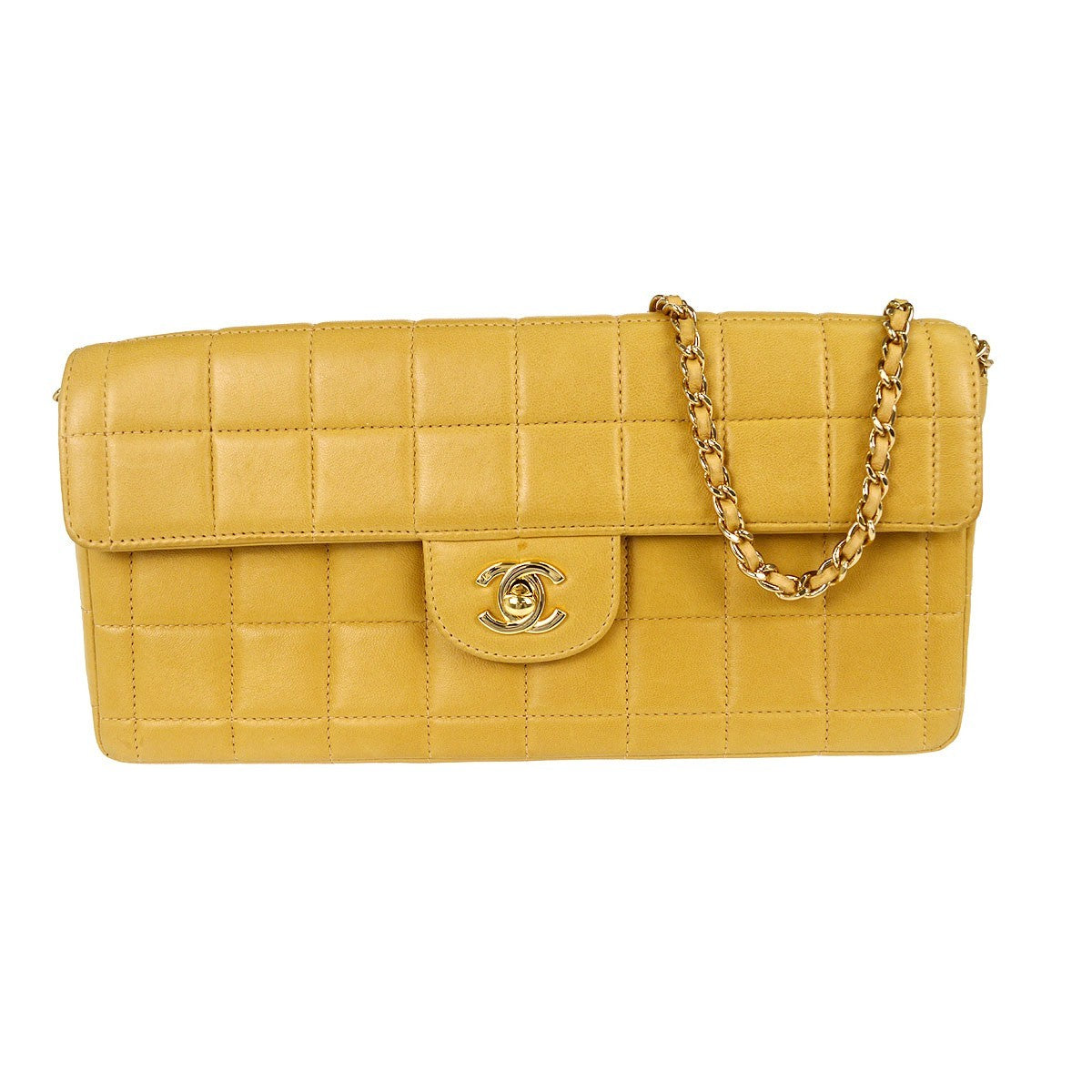 Chanel Chocolate Bar Flap Quilted Lambskin Beige Leather Bag