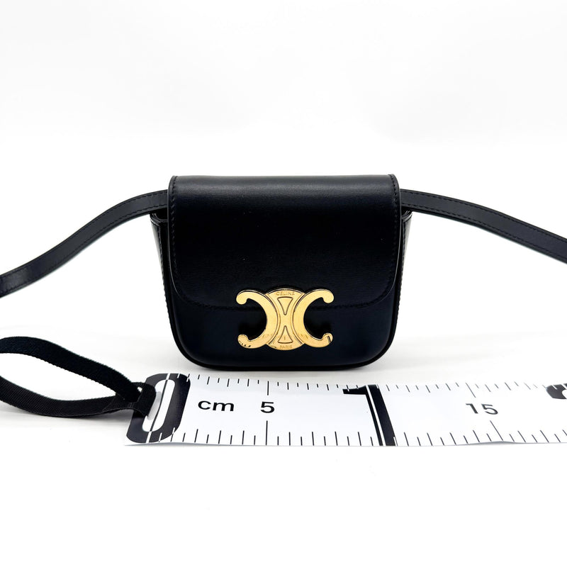 Celine Triomphe Coated Canvas Black Leather Bag