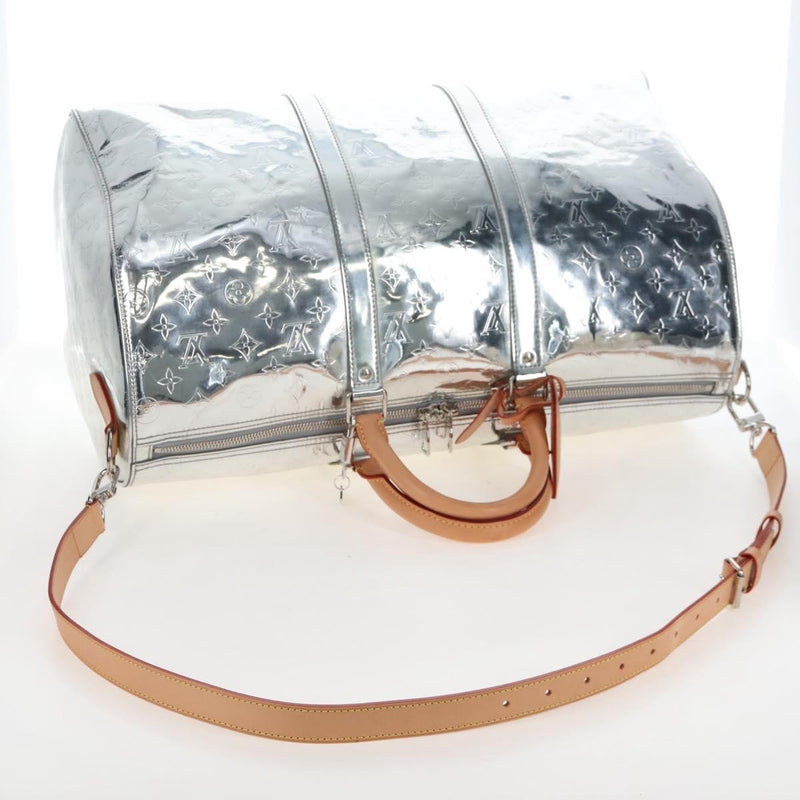 Louis Vuitton Keepall Bandouliere Monogram Mirror Coated Canvas Silver Leather Bag