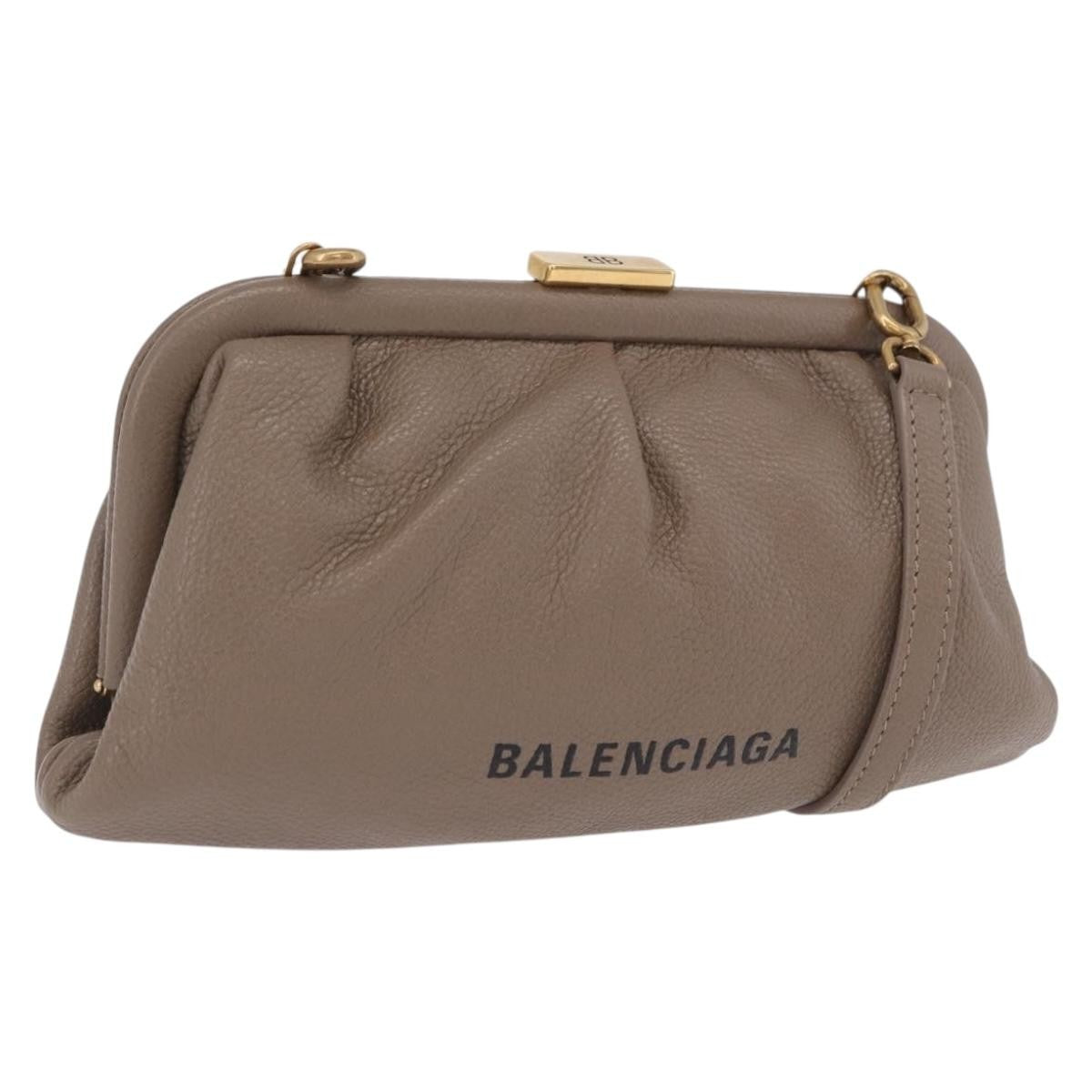 Balenciaga Cloud Clutch Leather Beige