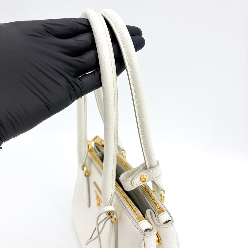 Prada Galleria Double Zip Saffiano Leather White Bag