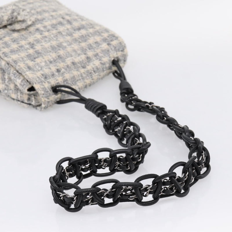 Chanel Camellia Messenger Tweed Gray Canvas