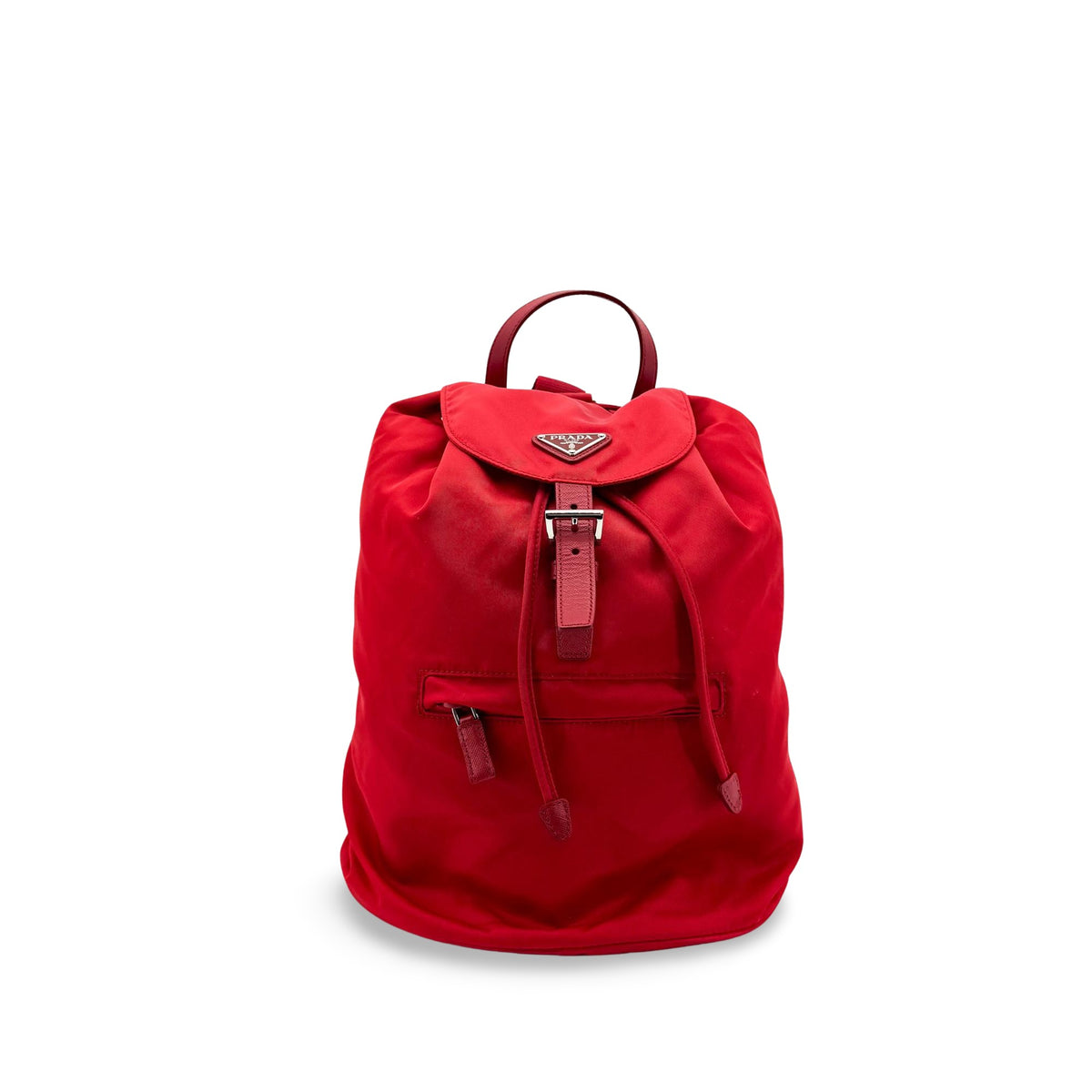 Prada Front Zip Drawstring Tessuto Red Nylon Bag