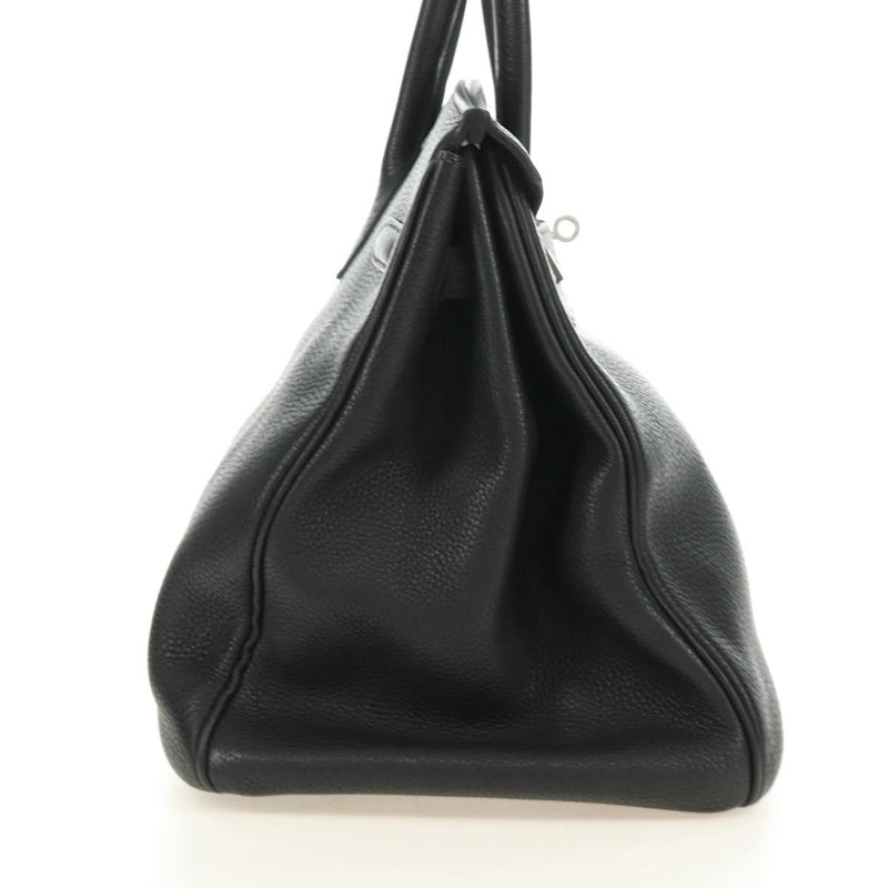 Hermes Birkin Black Clemence With Palladium Hardware Leather Bag