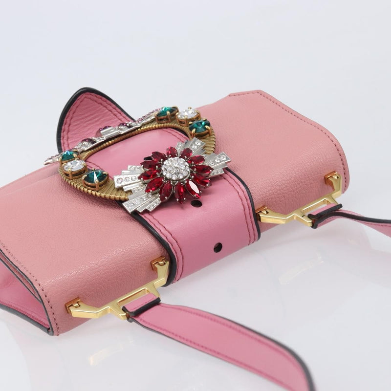 Miu Miu Madras Crystal Flap Leather Pink Bag