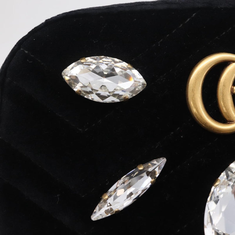 Gucci Gg Marmont Crystal Embellished Matelasse Velvet Black Bag