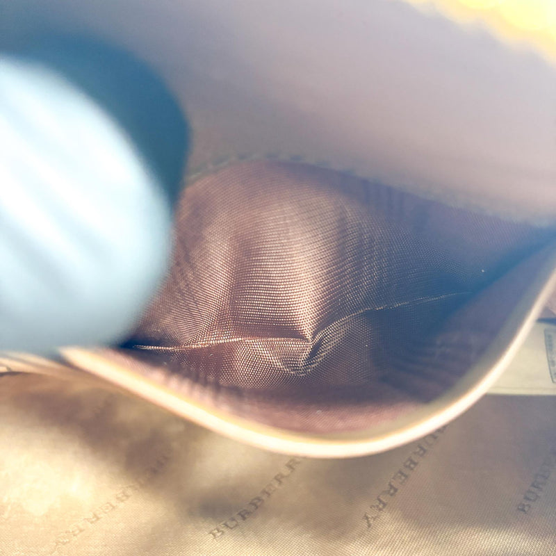 Burberry Peyton Crossbody Clutch Haymarket Coated Canvas Brown