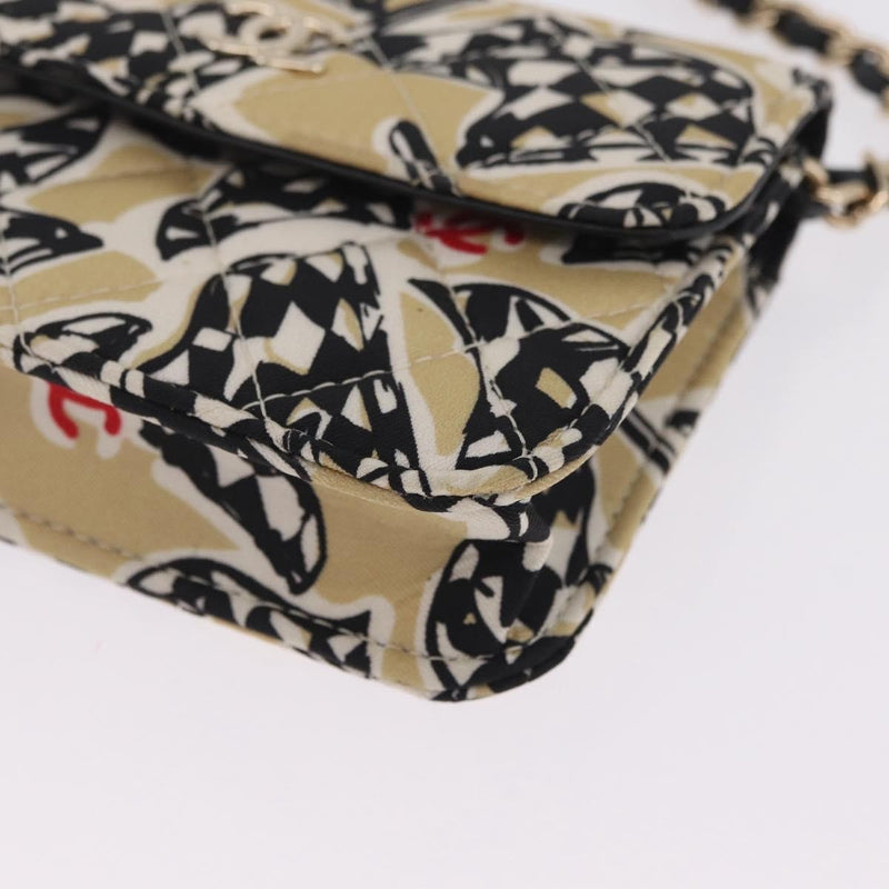Chanel Flap Card Holder On Chain Quilted Printed Canvas Multicolour Bag