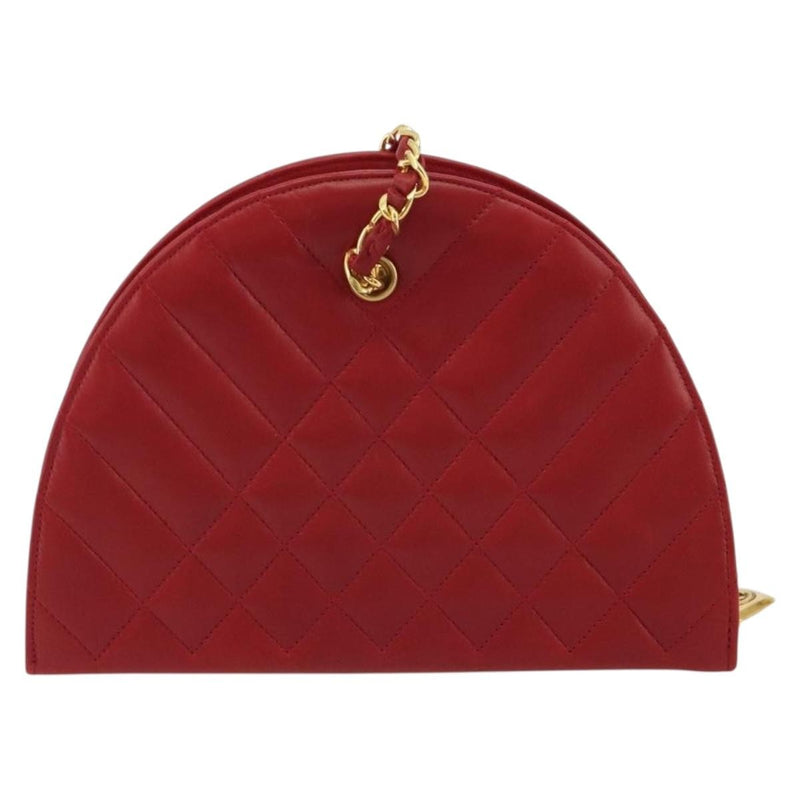 Chanel Vintage Chain Evening Mixed Quilt Lambskin Red Leather Bag