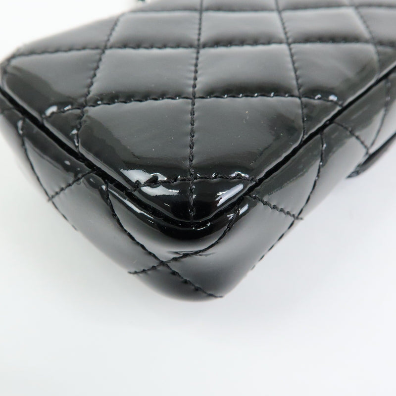 Chanel Cc Chain Phone Holder Quilted Patent Black Patent_leather Bag