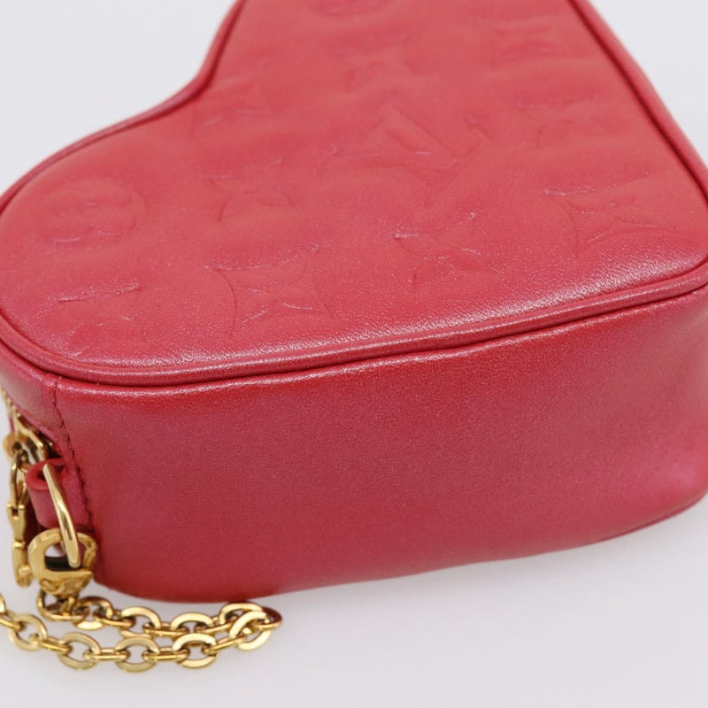 Louis Vuitton Coeur Heart On Chain Monogram Embossed Lambskin Red Leather Bag