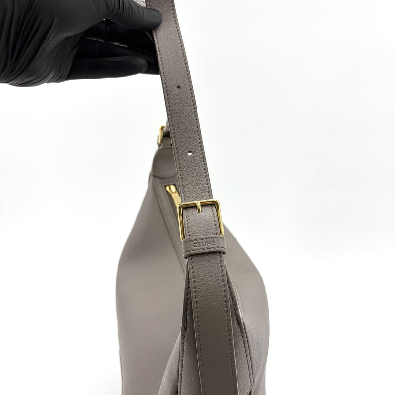 Celine Heloise Triomphe Embossed Leather Gray Bag