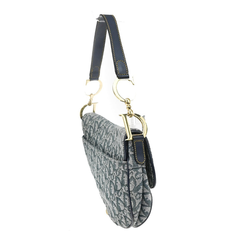 Christian Dior Saddle Oblique Canvas Navy Bag