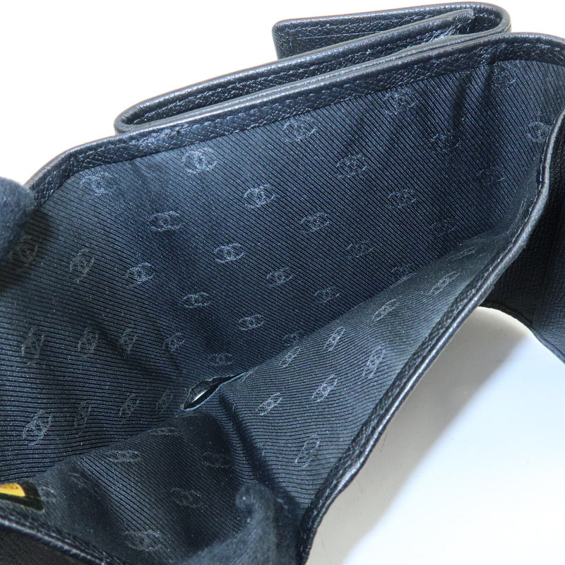 Chanel Cc Button Coin Purse Leather Black Calfskin Accessory