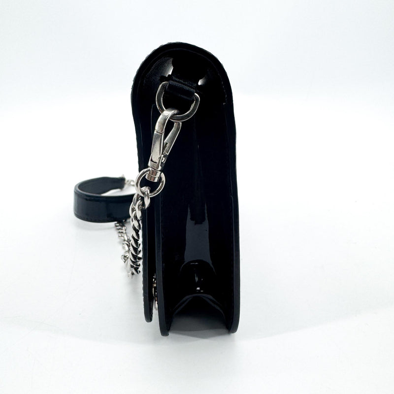 Miu Miu My Logo Chain Patent Black Patent_leather Bag