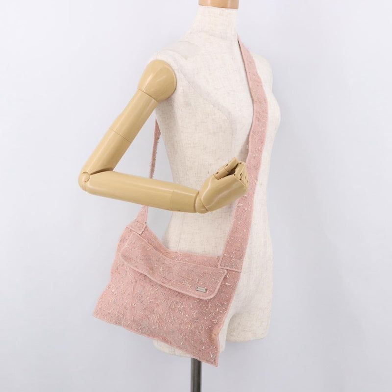 Chanel Shoulder Suede Patchwork Pink Tweed Bag