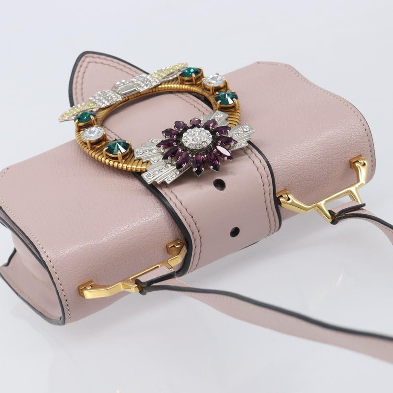 Miu Miu Madras Crystal Flap Leather Pink Bag