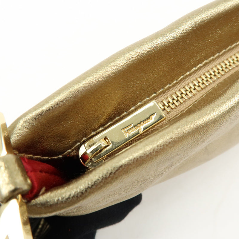 Salvatore Ferragamo Gancini Leather Gold Bag