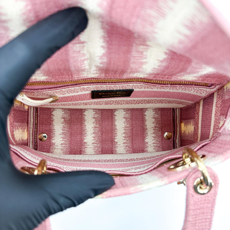 Christian Dior Lady D-Lite Embroidered Canvas Pink Bag