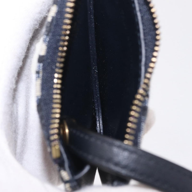 Christian Dior Vintage Saddle Zip Coin Purse Diorissimo Canvas Navy Bag