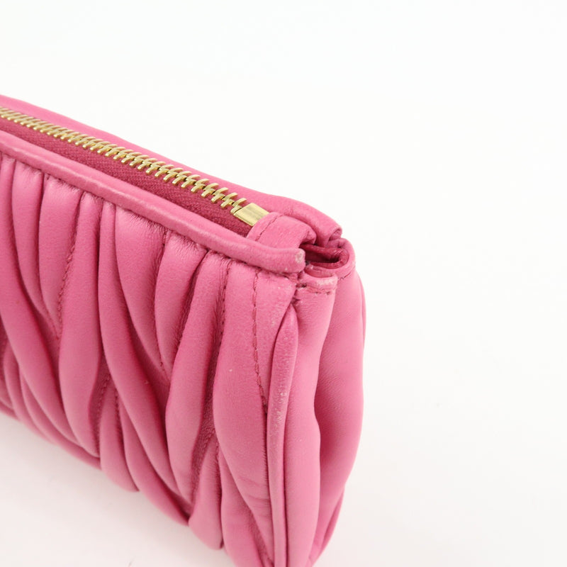 Miu Miu Zip Wristlet Matelasse Leather Pink Bag