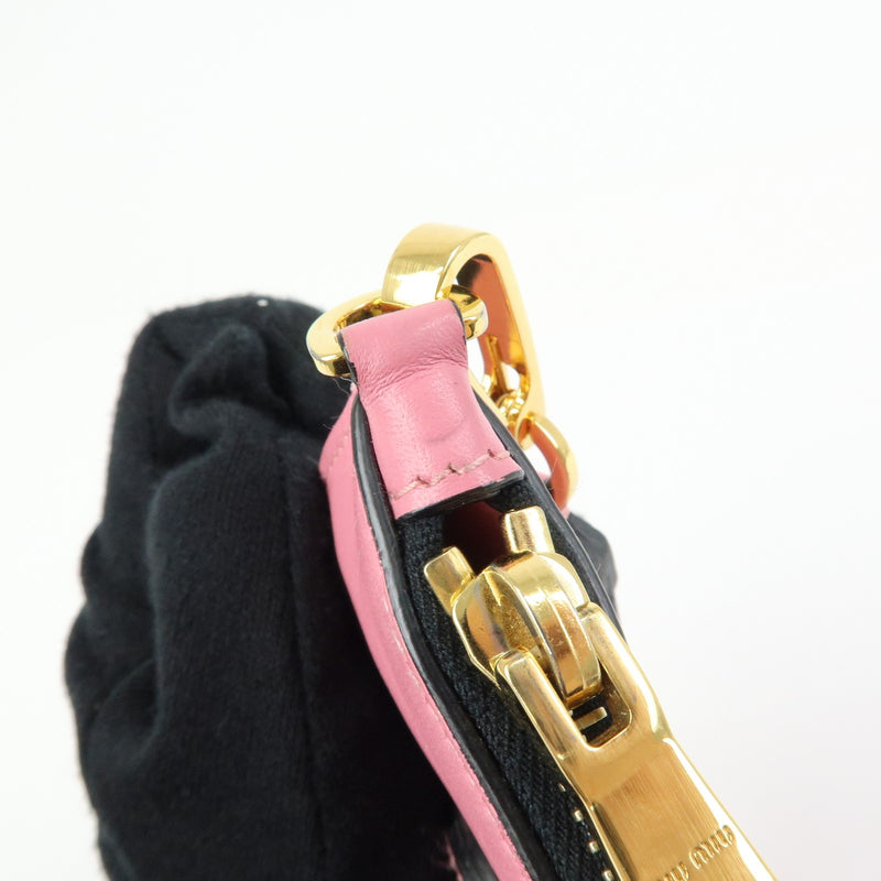 Miu Miu Logo Chain Clutch Shearling Pink Leather