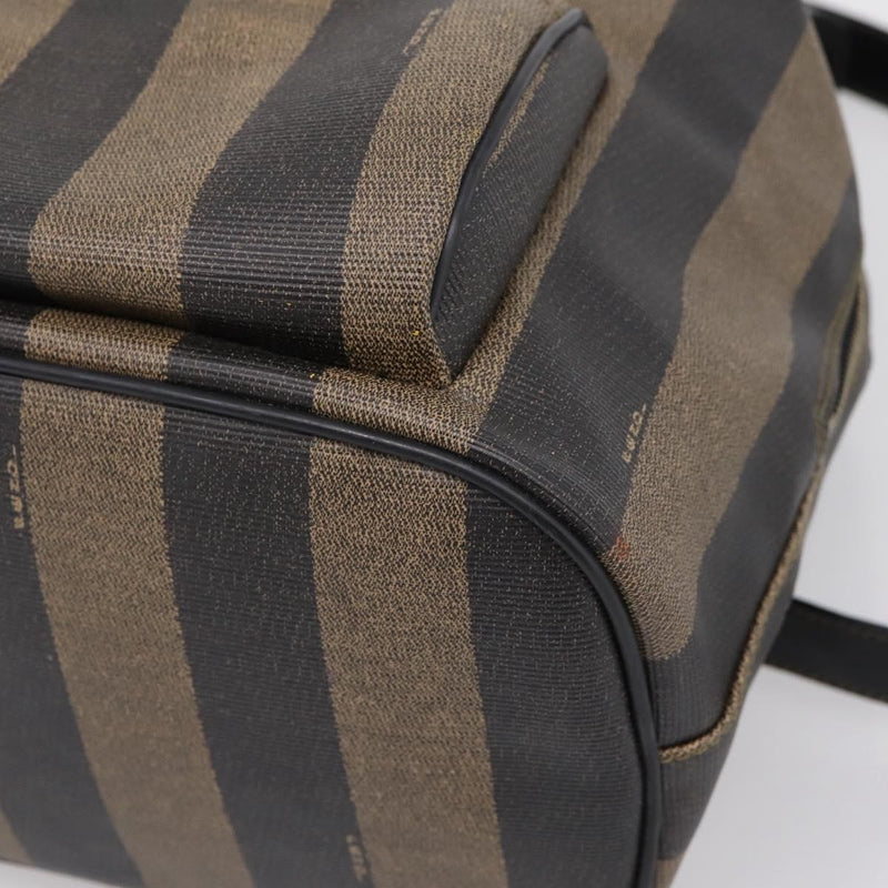 Fendi Vintage Pequin Logo Coated Canvas Brown Bag