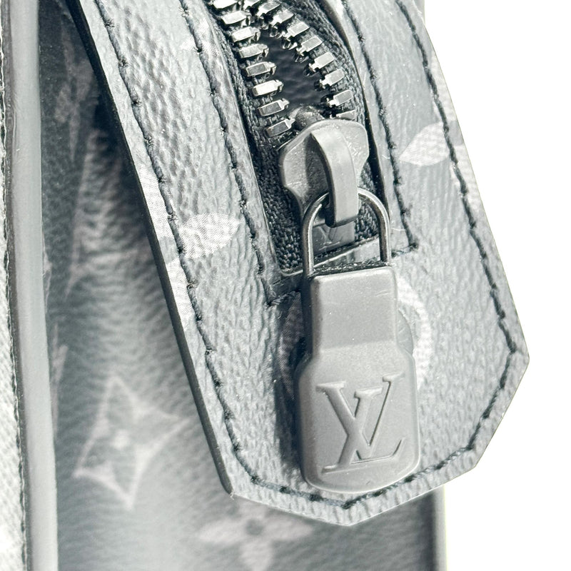 Louis Vuitton Sac Plat Zipper Monogram Eclipse Canvas Black Bag