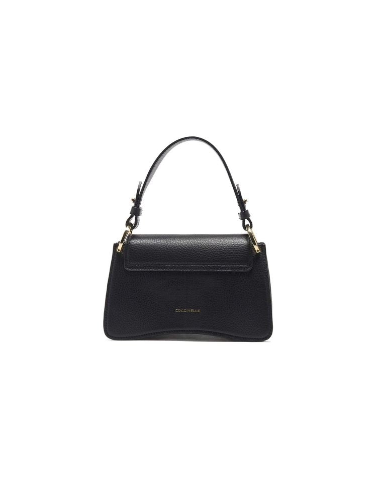 Coccinelle C-Me Mini Top Handle Bag — Black Grained Leather
