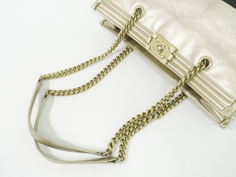 Chanel Boy Shopper Calfskin Gold Leather Bag
