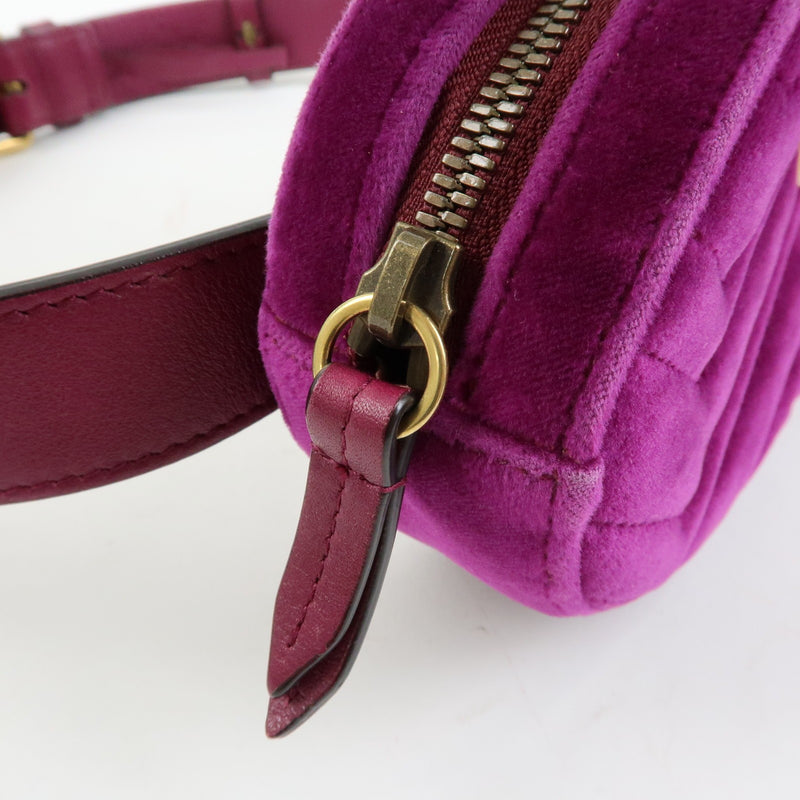 Gucci Gg Marmont Belt Matelasse Velvet Purple Bag