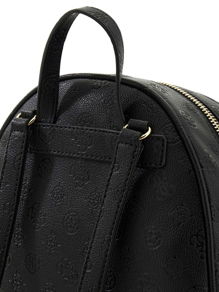 Guess Logo-Embossed Polyurethane Backpack — Black