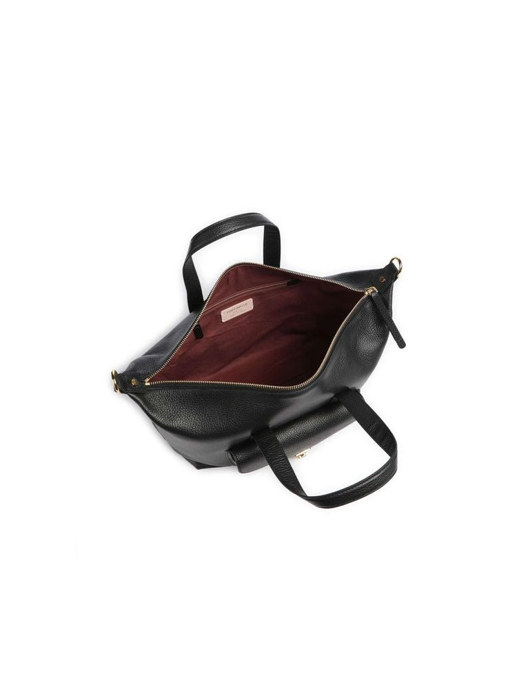 Coccinelle Beat Generation Top Handle Bag — Black Grained Leather