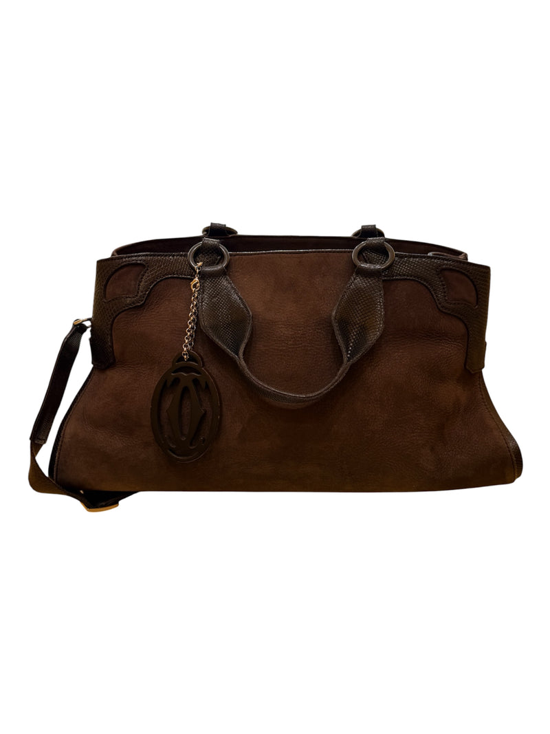 Cartier Marcello Leather Brown Suede Bag