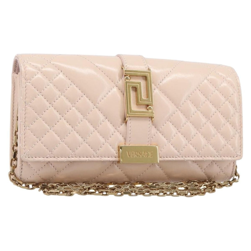 Versace Greca Goddess Convertible Clutch Leather Pink