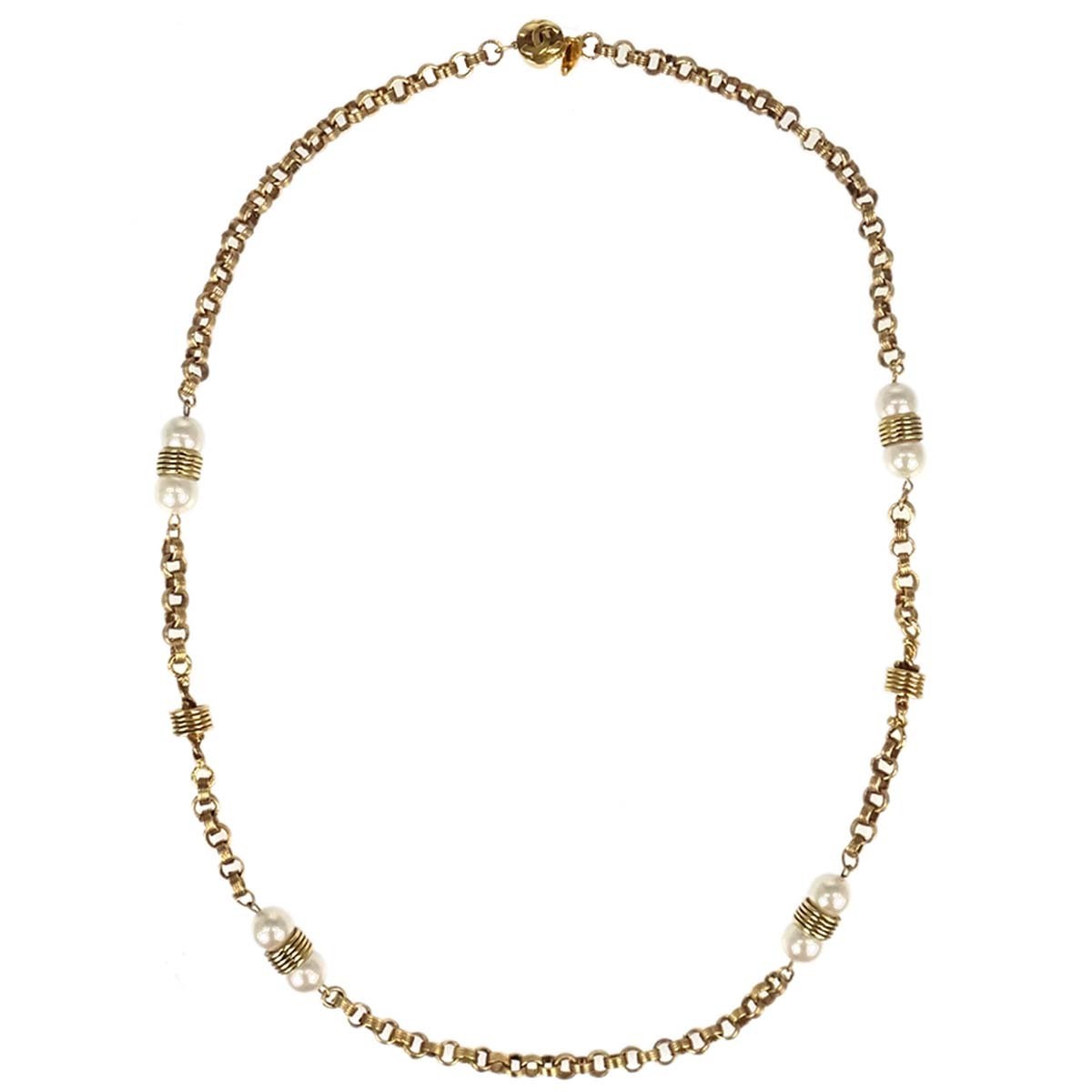 Chanel Cc Necklace Faux Pearl And Metal Multicolour Gold_plated Bijoux