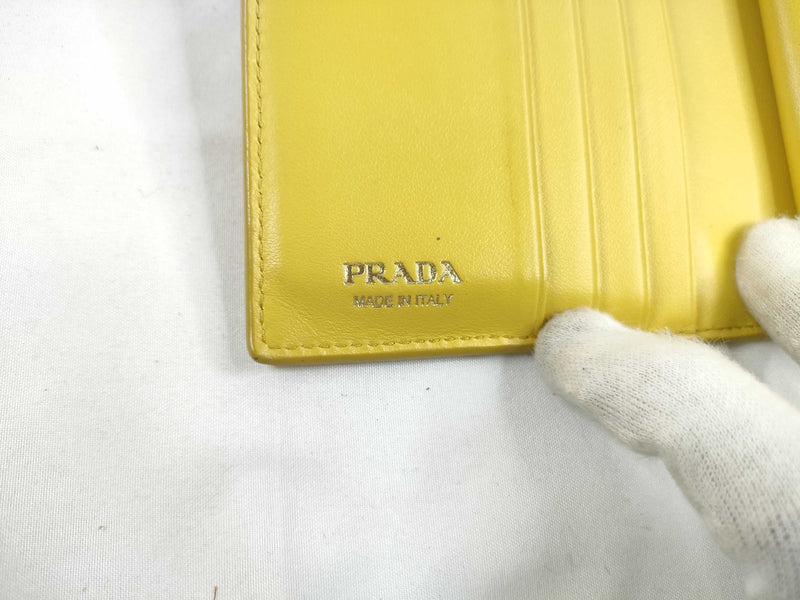 Prada Saffiano Bifold Leather Yellow Accessory