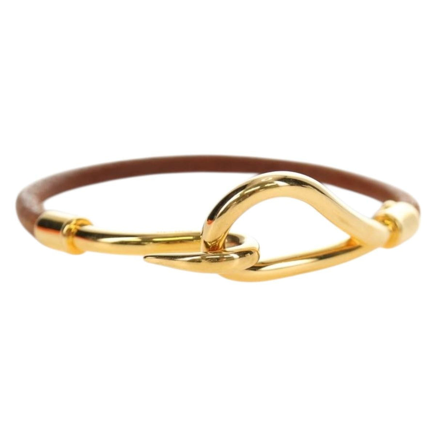 Hermes Jumbo Hook Braided Leather And Metal Brown Bijoux