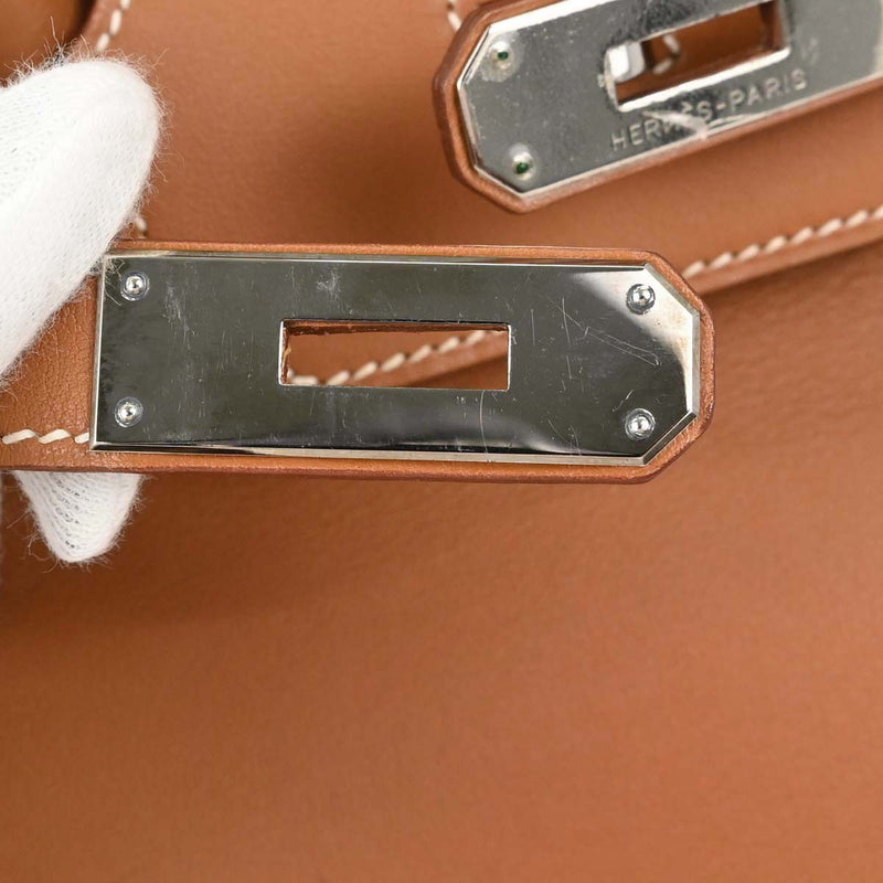Hermes Birkin Brown Swift With Palladium Hardware Leather Bag