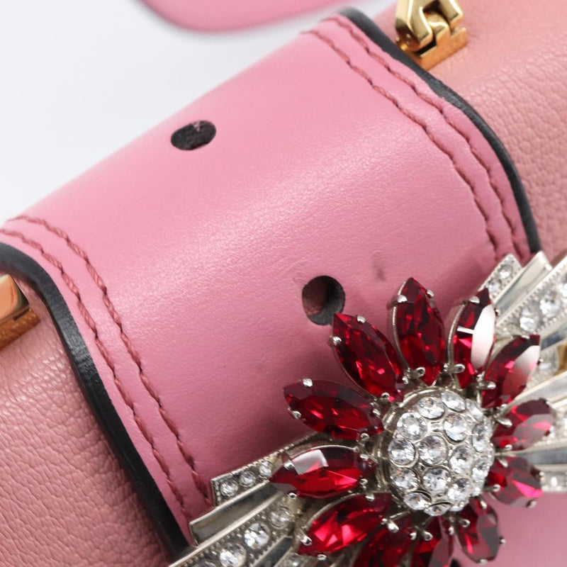 Miu Miu Madras Crystal Flap Leather Pink Bag