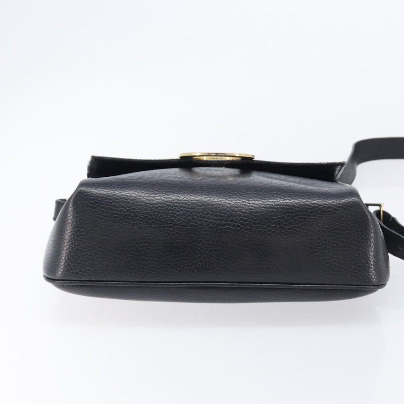 Celine Vintage Circle Logo Leather Black Bag