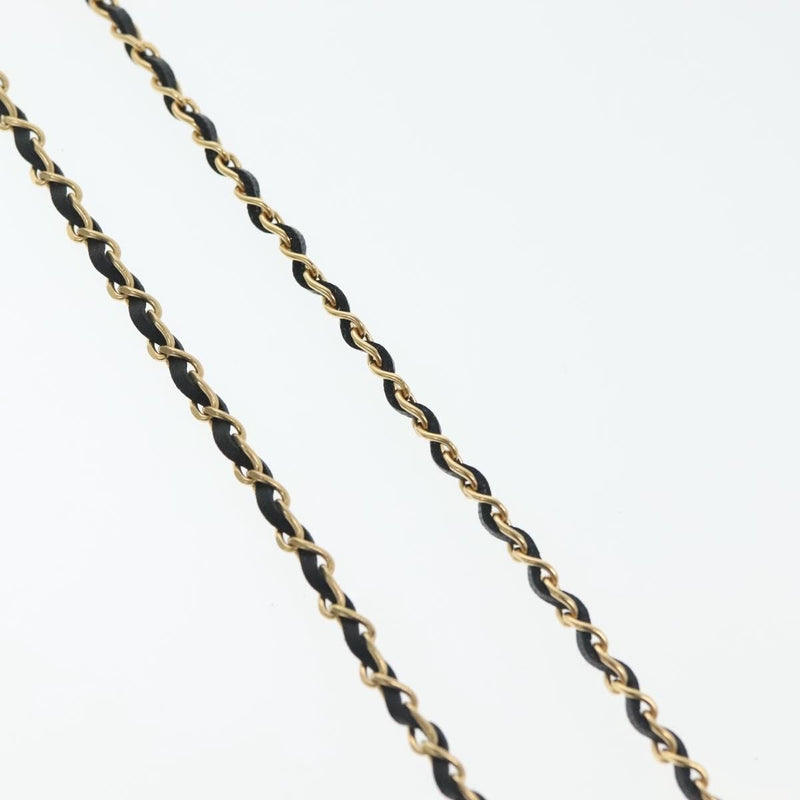 Chanel Cc Perfume Bottle Pendant Chain Long Metal With Leather, Crystals And Faux Pearl Gold Bijoux