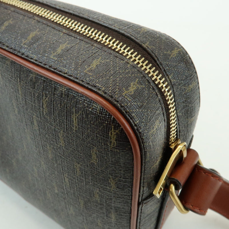 Saint Laurent Le Monogramme Camera Monogram All Over Coated Canvas And Leather Brown Bag