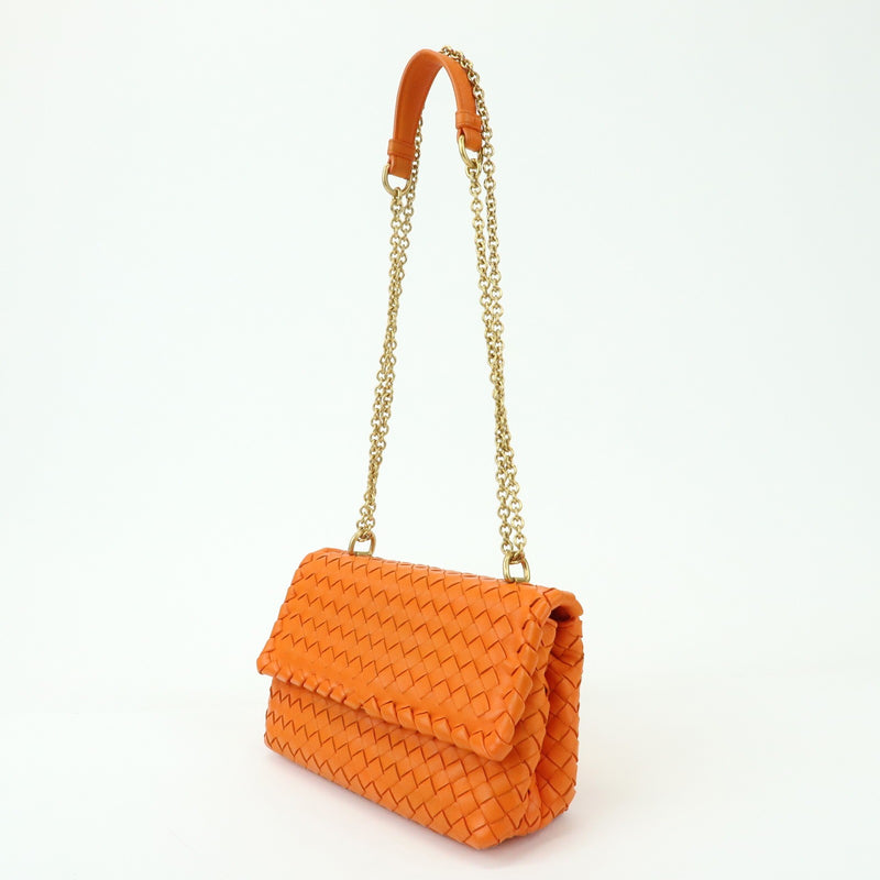 Bottega Veneta Olimpia Intrecciato Nappa Orange Leather Bag