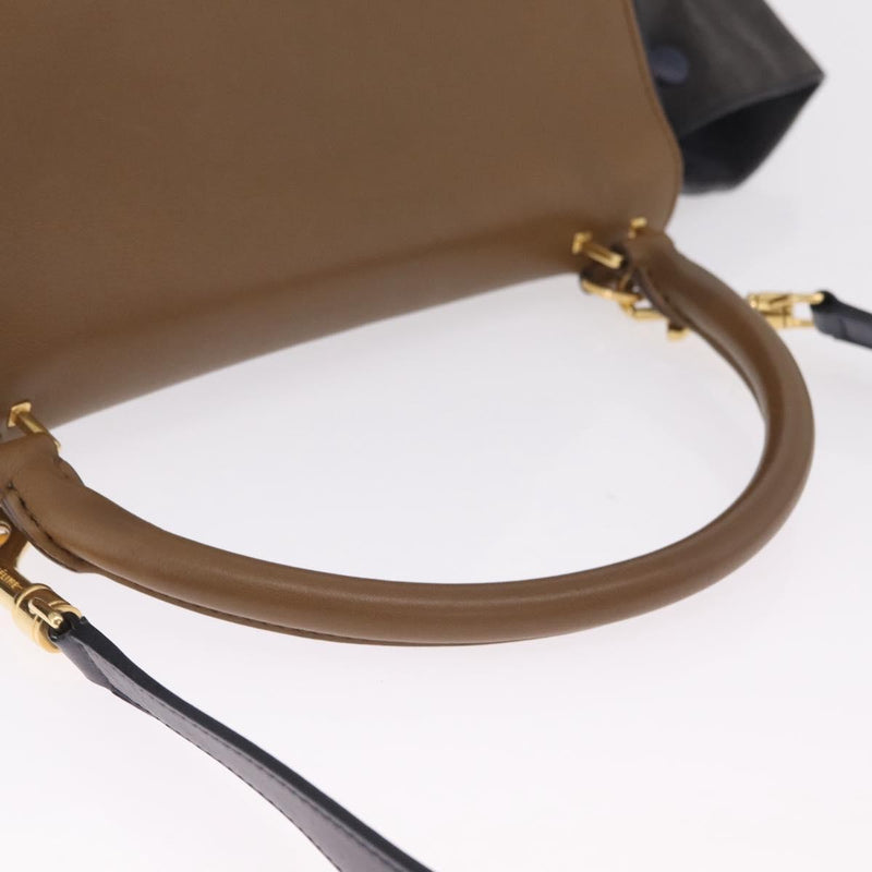 Celine Tricolor Trapeze Leather Navy Bag