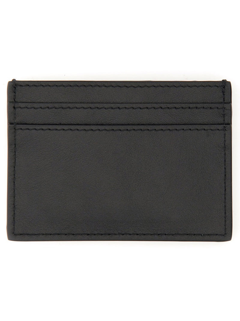 Moschino Logo-Embellished Leather Card Case — Black Wallets & Purses