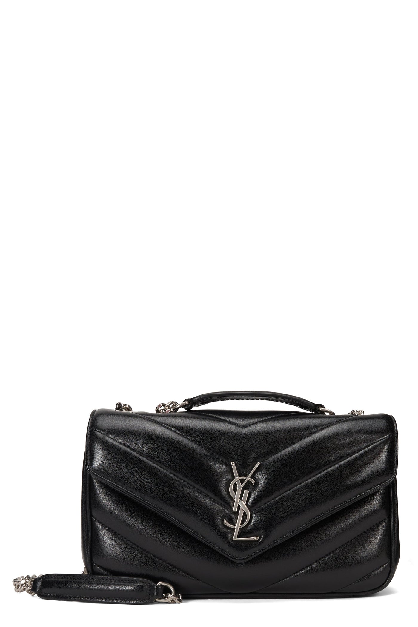 Saint Laurent Loulou Shoulder Bag — Black Lambskin