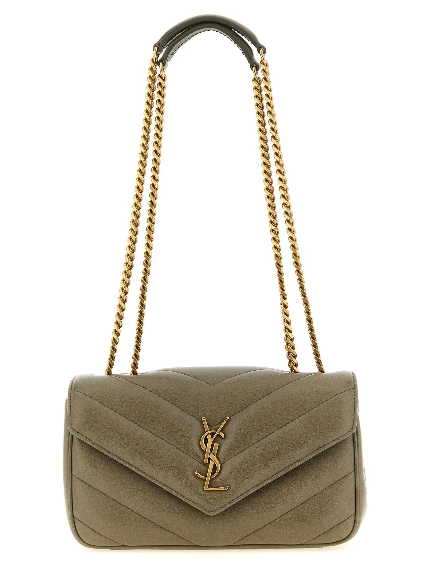 Saint Laurent Loulou Shoulder Bag — Moss Green Lambskin Leather