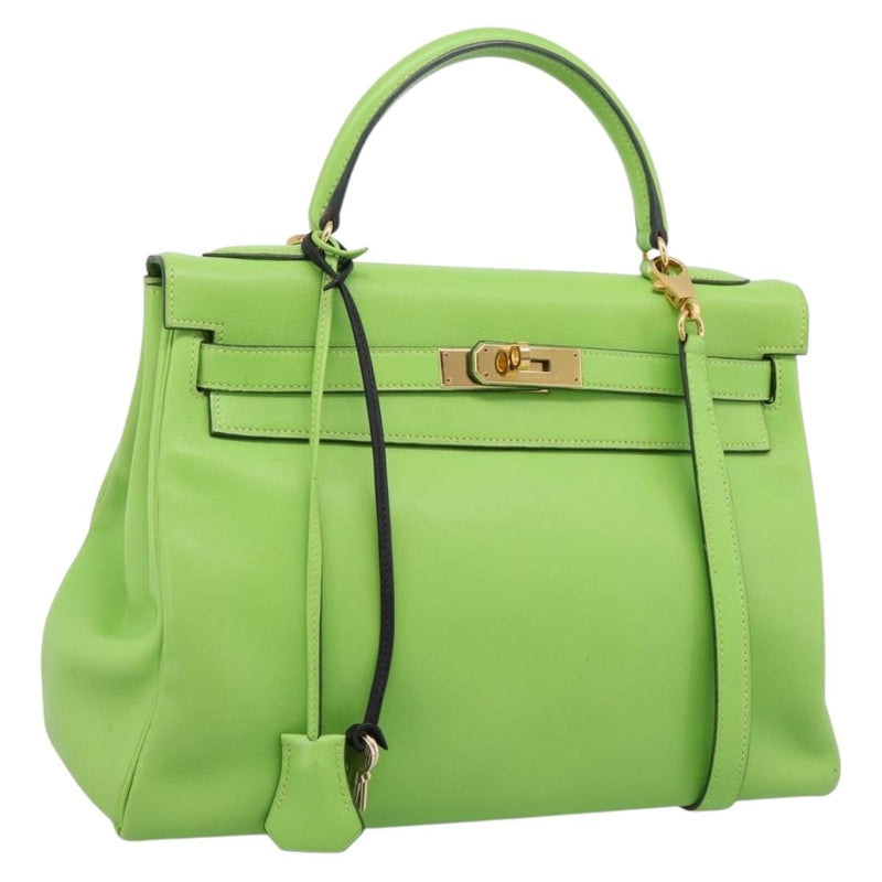 Hermes Kelly Green Gulliver With Gold Hardware Leather Bag