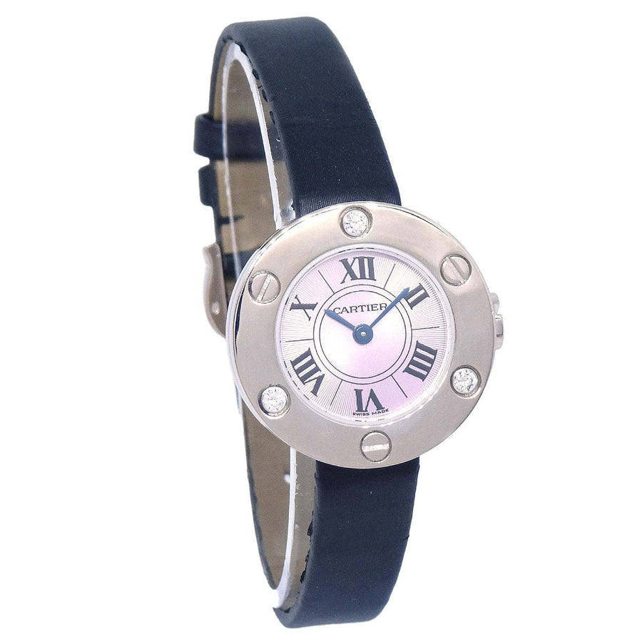 Cartier Love 6 Diamond Quartz White Gold And Leather Watches
